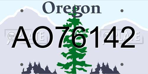 AO76142 Oregon License Plate