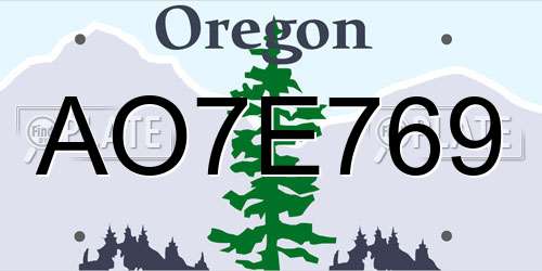 AO7E769 Oregon License Plate