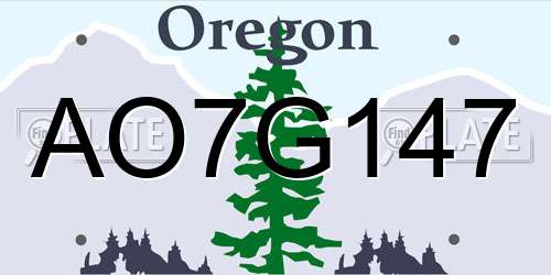 AO7G147 Oregon License Plate