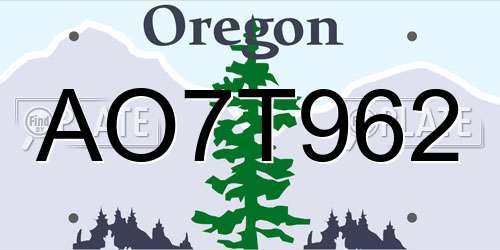 AO7T962 Oregon License Plate