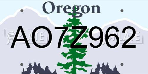 AO7Z962 Oregon License Plate