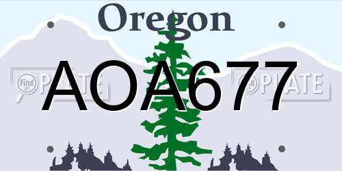 AOA677 Oregon License Plate