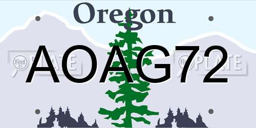 AOAG72 Oregon License Plate