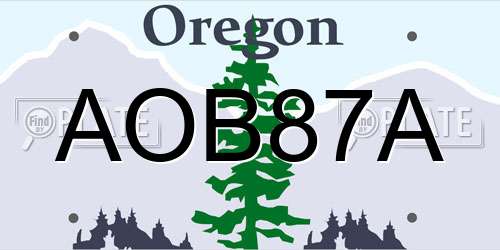 AOB87A Oregon License Plate