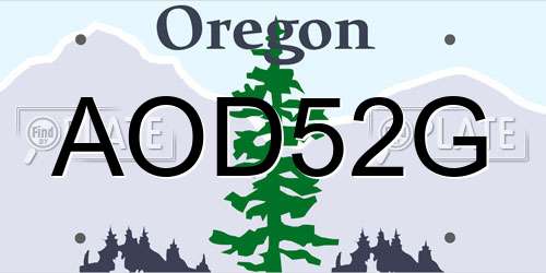 AOD52G Oregon License Plate