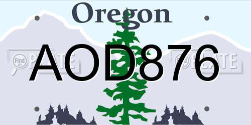 AOD876 Oregon License Plate