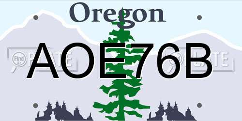 AOE76B Oregon License Plate