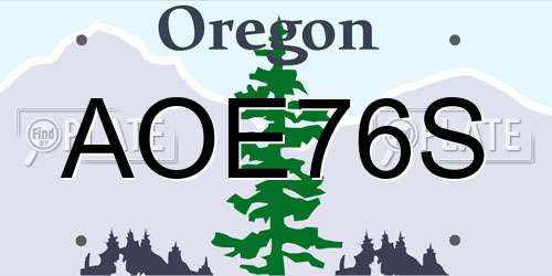 AOE76S Oregon License Plate