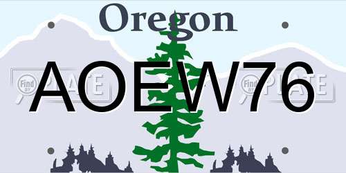 AOEW76 Oregon License Plate
