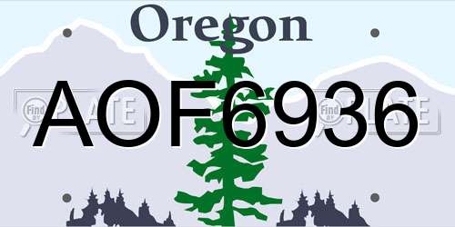 AOF6936 Oregon License Plate