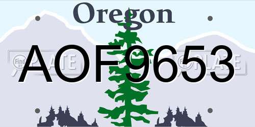 AOF9653 Oregon License Plate