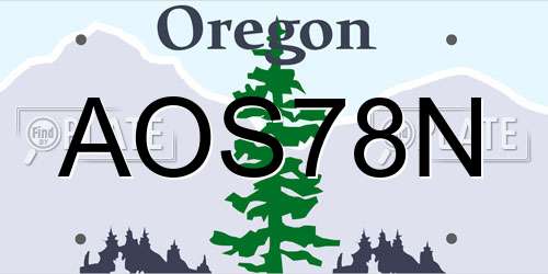 AOS78N Oregon License Plate