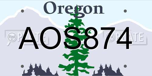 AOS874 Oregon License Plate