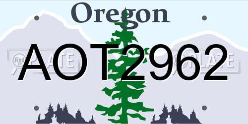 AOT2962 Oregon License Plate