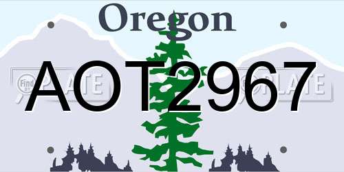 AOT2967 Oregon License Plate