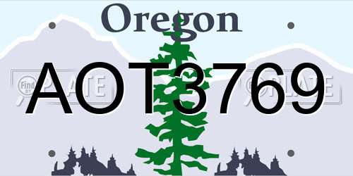 AOT3769 Oregon License Plate