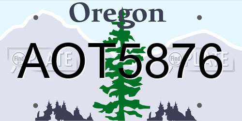 AOT5876 Oregon License Plate