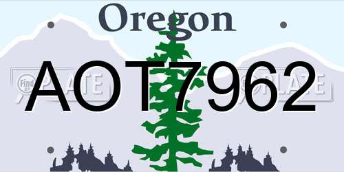 AOT7962 Oregon License Plate