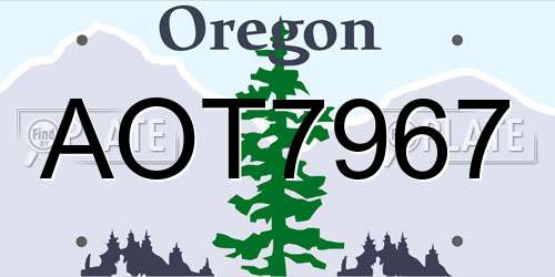 AOT7967 Oregon License Plate