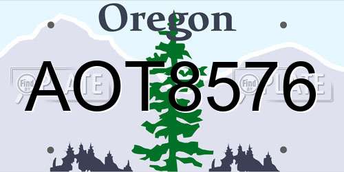 AOT8576 Oregon License Plate