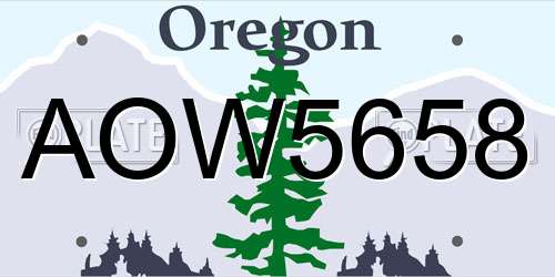 AOW5658 Oregon License Plate