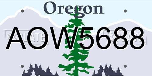 AOW5688 Oregon License Plate