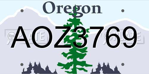 AOZ3769 Oregon License Plate