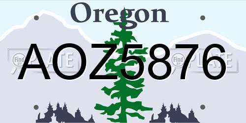 AOZ5876 Oregon License Plate