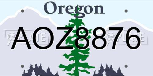 AOZ8876 Oregon License Plate