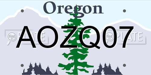 AOZQ07 Oregon License Plate