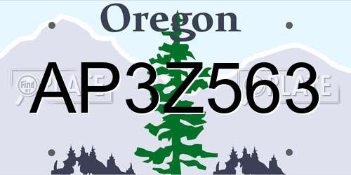 AP3Z563 Oregon License Plate