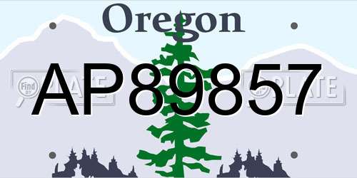 AP89857 Oregon License Plate