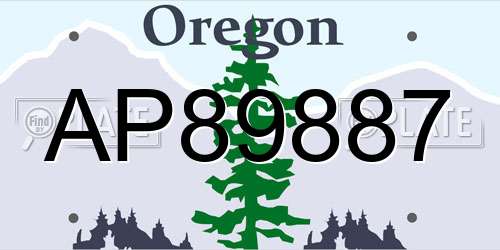 AP89887 Oregon License Plate