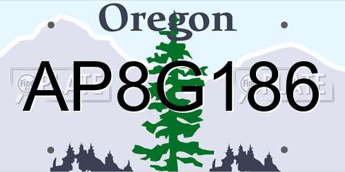 AP8G186 Oregon License Plate
