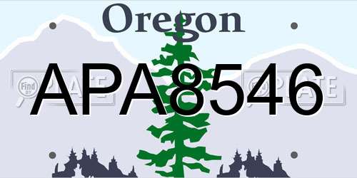 APA8546 Oregon License Plate