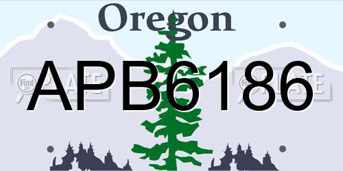 APB6186 Oregon License Plate