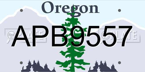 APB9557 Oregon License Plate