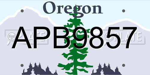 APB9857 Oregon License Plate