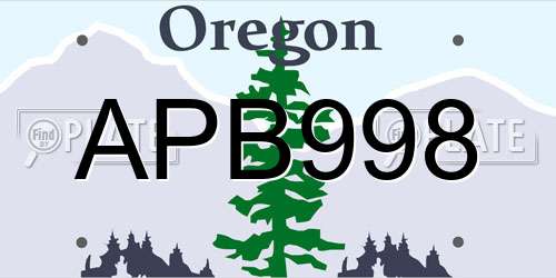 APB998 Oregon License Plate
