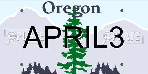 APRIL3 Oregon License Plate