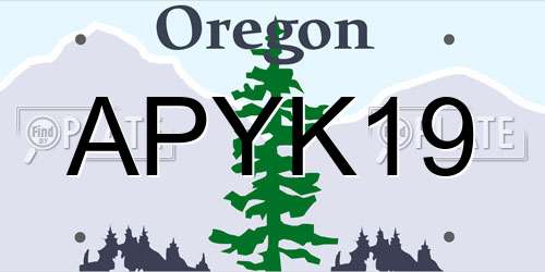 APYK19 Oregon License Plate