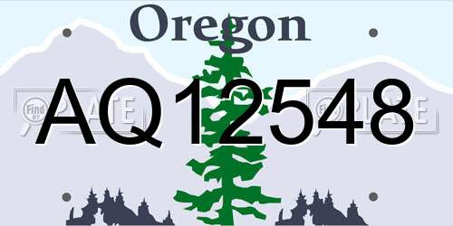 AQ12548 Oregon License Plate
