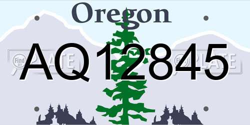 AQ12845 Oregon License Plate