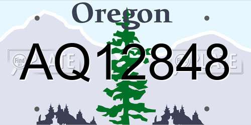 AQ12848 Oregon License Plate