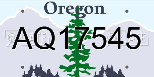 AQ17545 Oregon License Plate