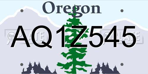 AQ1Z545 Oregon License Plate