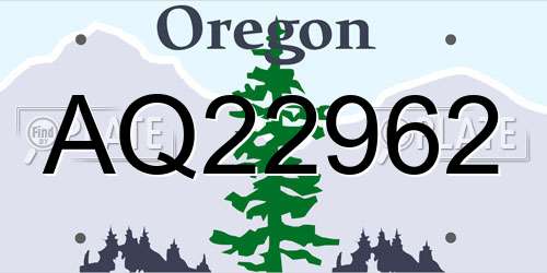 AQ22962 Oregon License Plate