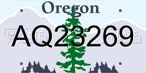 AQ23269 Oregon License Plate