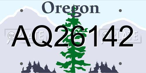 AQ26142 Oregon License Plate