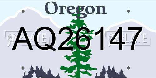 AQ26147 Oregon License Plate